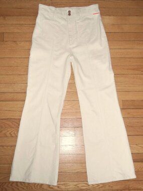 NWOT Marine Layer High Rise Wide Leg Seamed Jeans Pants Full Length Cream Sz 14